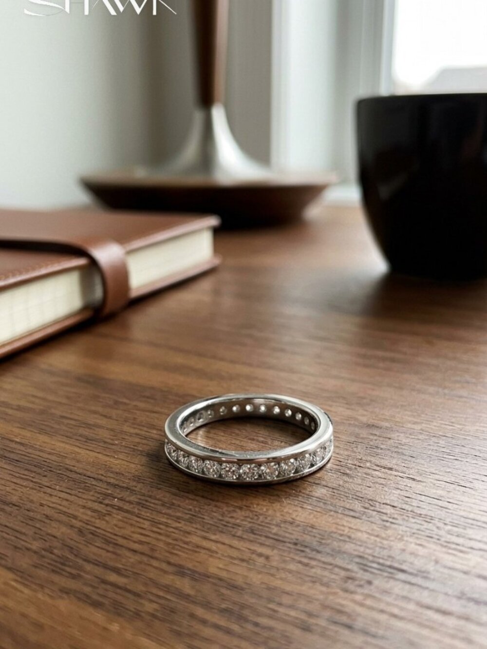 Mens 18K Gold Moissanite Full Eternity Band, D Color VVS1